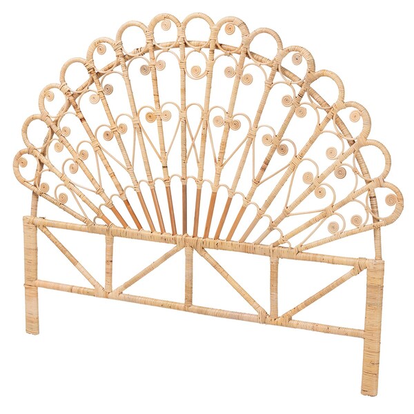 Bali & Pari Rasima Modern Bohemian Natural Brown Rattan Queen Size Standalone Headboard 239-13393-ZORO - main